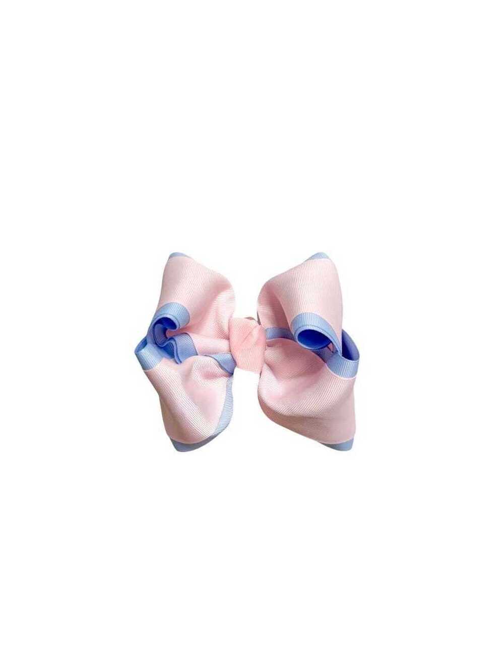 Pink & Blue Boutique Hair Bow | 5 Inch Grosgrain Hair Bow on Alligator Clip